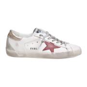 Golden Goose Vit/Röd/Guld Läder Sneakers Rund Tå White, Herr