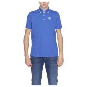 Blauer Blå Polo Skjorta Knapp-Front Kort Ärm Blue, Herr