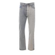 MM6 Maison Margiela Blå Denim Regular-Fit Jeans med Kontrastpanel Blue...