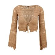 Akep Beige Lace Cardigan Sweater Beige, Dam