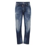 Dsquared2 Blå Ripped Jeans med Logo Patch Blue, Herr