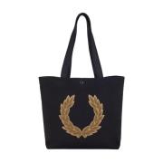 Fred Perry Svart Toteväska med Laurel Logo Black, Dam