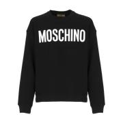 Moschino Svart Bomullssweatshirt med Kontrasttryck Black, Herr