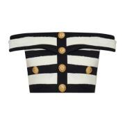 Balmain Randigt mönstrad topp Black, Dam