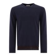 Valentino Rund Hals Jersey med Logoplatta Blue, Herr