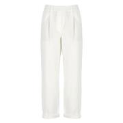 Brunello Cucinelli Vit Bomullsblandning Elastisk Midja Byxor White, Da...