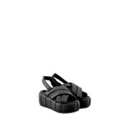 THEMOIRè Grundläggande Linne Sandal Häl Vegan Tyg Black, Dam