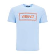 Versace Broderad Logotyp T-shirt Blue, Herr