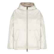 Brunello Cucinelli Ivory dunjacka med diamant huva Beige, Dam