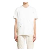 Helmut Lang Målad Tee med All-Over Fläcktryck White, Herr