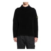 Stone Island Svart Mock Neck Raglan Ärm Tröja Black, Herr