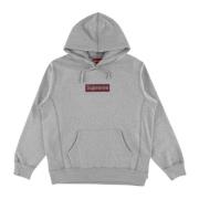 Supreme Begränsad upplaga Swarovski Box Logo Hoodie Gray, Herr