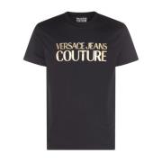 Versace Logo-Print Bomull T-shirt Regular Fit Black, Herr