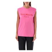 Balmain Fucsia Rose Tank Top Pink, Dam