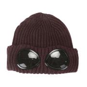 C.p. Company Merino Wool Goggle Beanie Hat Purple, Herr