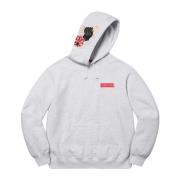 Supreme Hög Patches Huva Tröja Ash Grey Gray, Herr