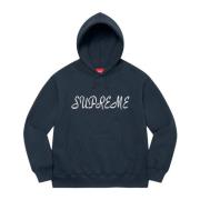 Supreme Begränsad upplaga Script Hoodie Navy Blue, Herr