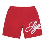 Supreme Röda Mesh Script Limited Edition Shorts Red, Herr