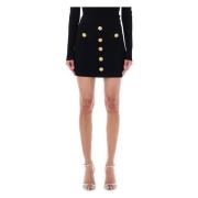 Balmain Svart Stickad Kjol med Knappar Black, Dam