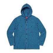 Supreme Blå Rutig Hoodie Skjorta Begränsad Upplaga Blue, Herr