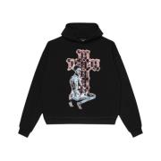 Misbhv Svart Rager Hoodie med Kristallapplikation Black, Herr