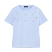 Elena Mirò Blommig broderad T-shirt Blue, Dam