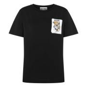 Moschino Svart Crewneck Tryckta T-shirts och Polos Black, Dam