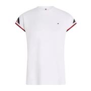 Tommy Hilfiger Randig Cap Sleeve T-shirt för kvinnor White, Dam