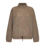 Brunello Cucinelli Räfflad Stickad Mohair Ulltröja Brown, Dam