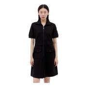 Moncler Milano Weave Polo Mini Klänning Black, Dam