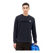 Moncler Bomull Jersey Logo Patch Sweatshirt Blue, Herr