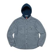 Supreme Houndstooth Flannel Hooded Shirt Blue, Herr