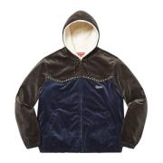 Supreme Studded Velvet Hooded Work Jacket Blue, Herr