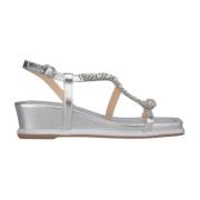 Alma EN Pena Glitter kil sandal med strassrem Gray, Dam