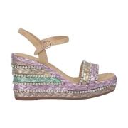 Alma EN Pena Flätad pärla kil sandal Multicolor, Dam