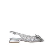 Alma EN Pena Rhinestone raffia platta skor Gray, Dam