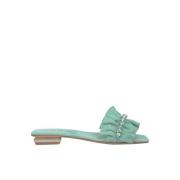 ALMA EN PENA Rufsade platta sandaler Green, Dam