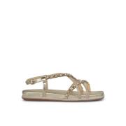 Alma EN Pena Glittrande platt sandal med korsremmar Yellow, Dam