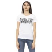 Trussardi Vit Bomull Kortärmad T-shirt med Fronttryck White, Dam