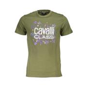 Cavalli Class Tryckt Logotyp Rund Hals T-shirt Green, Herr