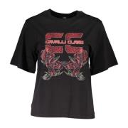 Cavalli Class Elegant Svart Tryckt Bomull T-shirt Black, Dam