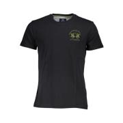 La Martina Elegant T-shirt med broderad halsringning Black, Herr