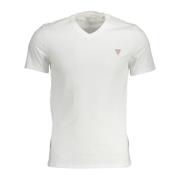 Guess Vit Bomull V-Hals T-Shirt White, Dam