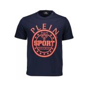 Plein Sport Blå Bomull T-shirt med Prints Blue, Herr