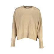 Patrizia Pepe Elegant Beige Tröja med Kontrastdetaljer Beige, Dam