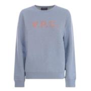 A.p.c. Indigo Blå Logo Sweatshirt Rund Hals Blue, Dam