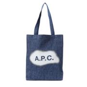 A.p.c. Lou Tote Bag Washed Indigo Blue Blue, Herr