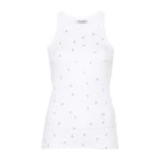 The Attico Vit Tanktop med Rhinestone Logo White, Dam