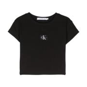 Calvin Klein Jeans Svart T-shirt med Logotypapplikation Black, Dam