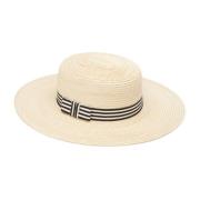 Nina Ricci Vit Straw Canotier Hatt White, Dam